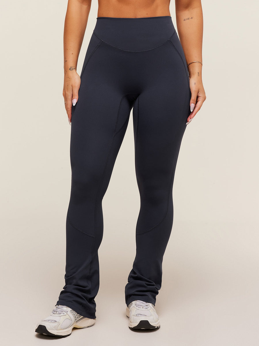 Gymshark Lifting Dipped Waistband Flared Leggings — Heavy Blue — 3