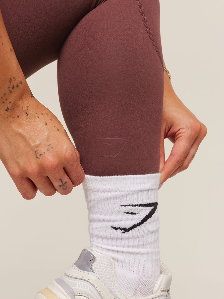 Gymshark Lifting Dipped Waistband Leggings — Burgundy Brown — 8