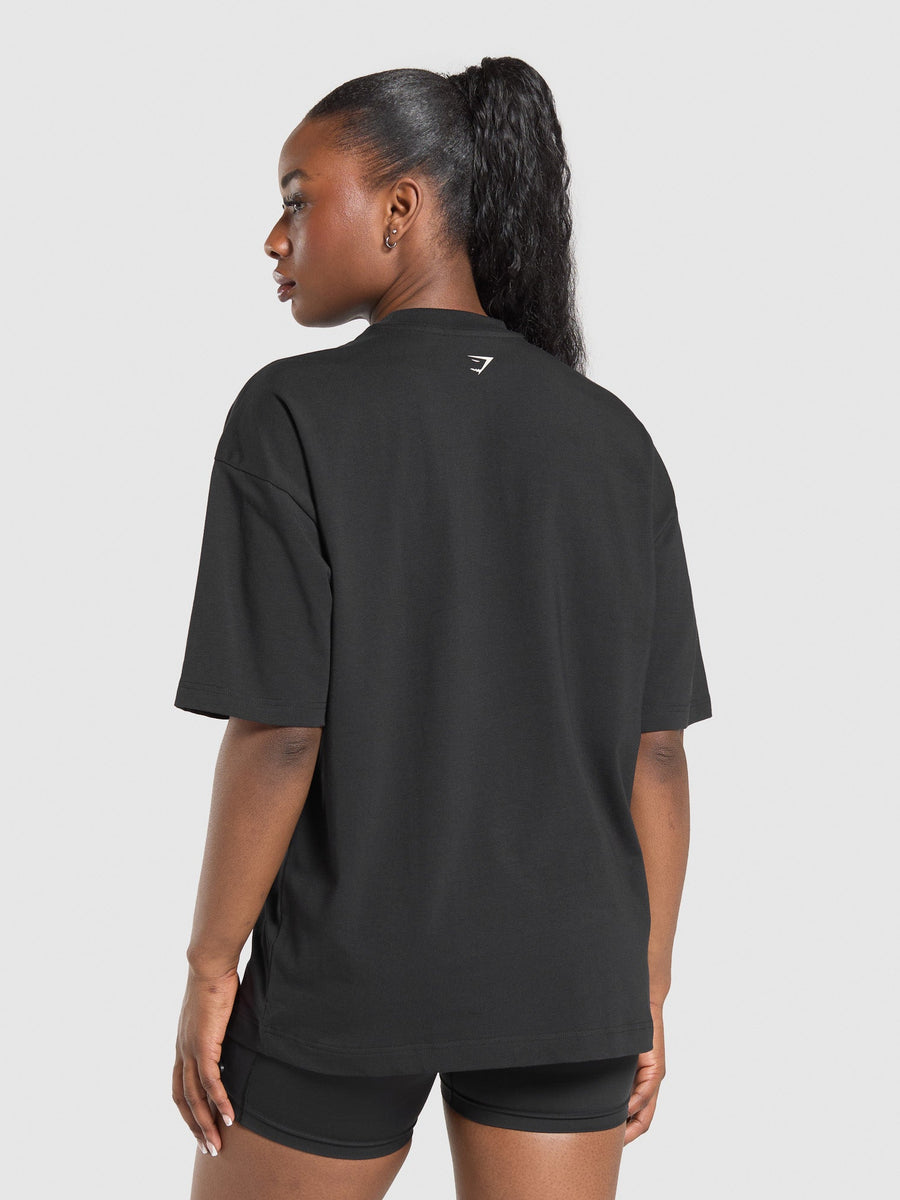 Gymshark Lifting Girl Graphic Oversized Tee — Black — 2