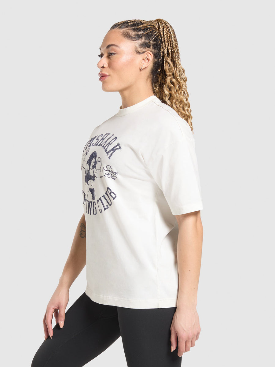Gymshark Lifting Girl Graphic Oversized Tee — Soft White — 3