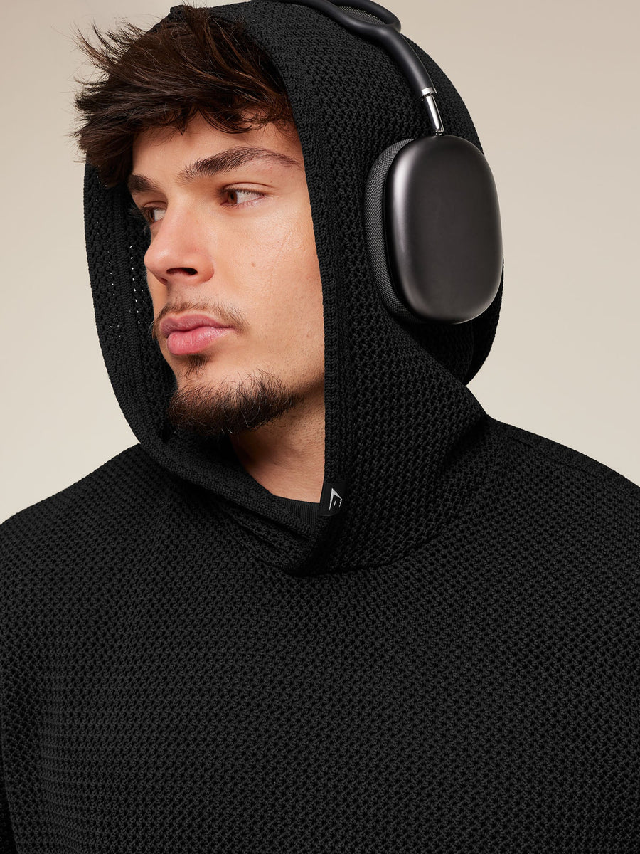 Gymshark Collective Crochet Style Hoodie — Black — 8