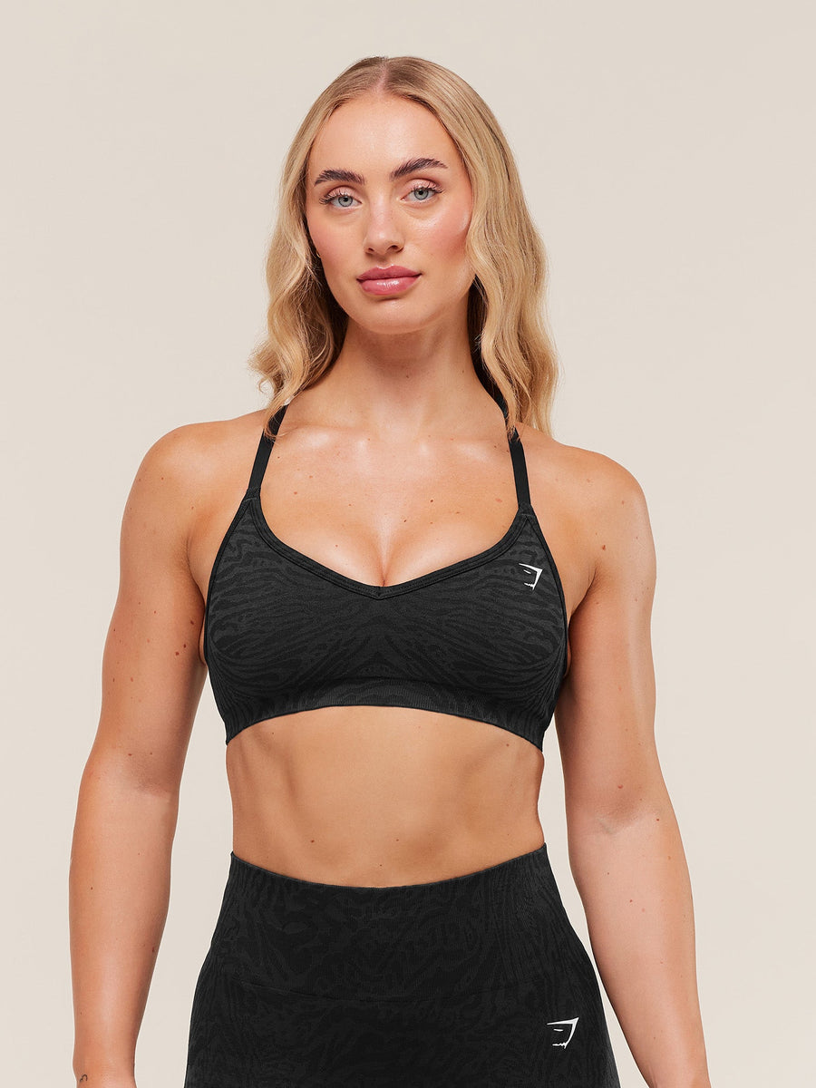 Gymshark Adapt Animal Seamless Sports Bra — Black/Asphalt Grey — 1