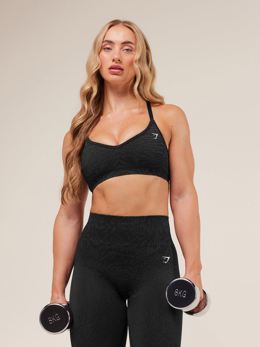 Gymshark Adapt Animal Seamless Sports Bra — Black/Asphalt Grey — 7