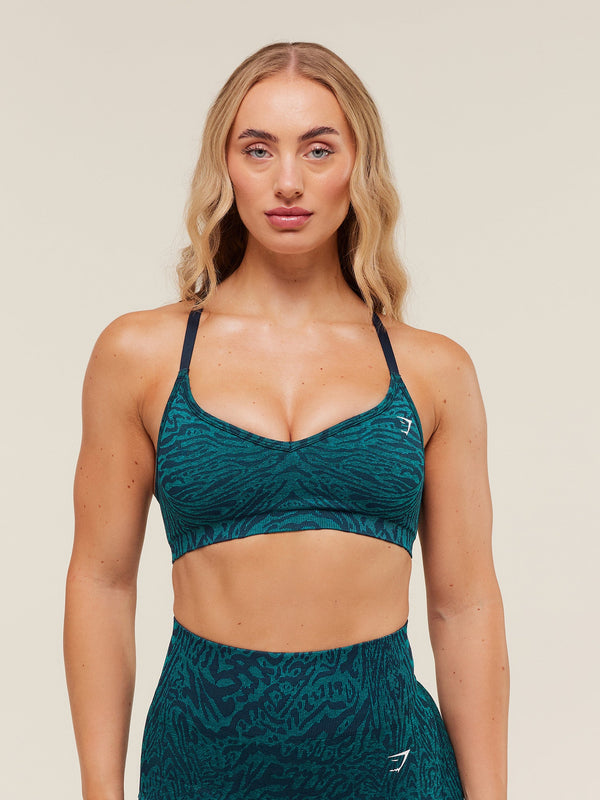 Gymshark Adapt Animal Seamless Sports Bra — Navy/Brand Blue