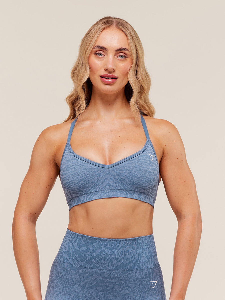 Gymshark Adapt Animal Seamless Sports Bra — Worn Blue/Peri Blue — 1