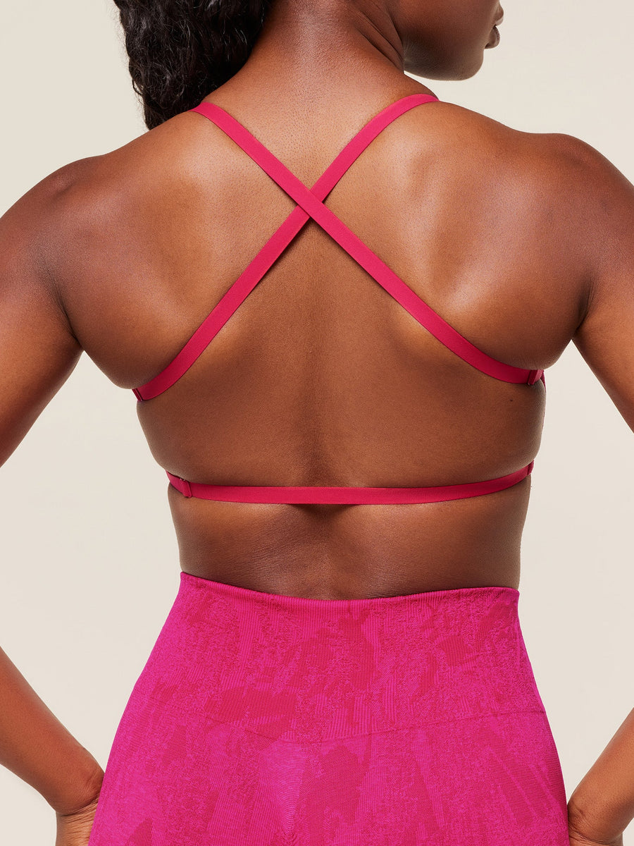 Gymshark Adapt Camo Cross Back Sports Bra — Build Pink/Energy Pink — 6