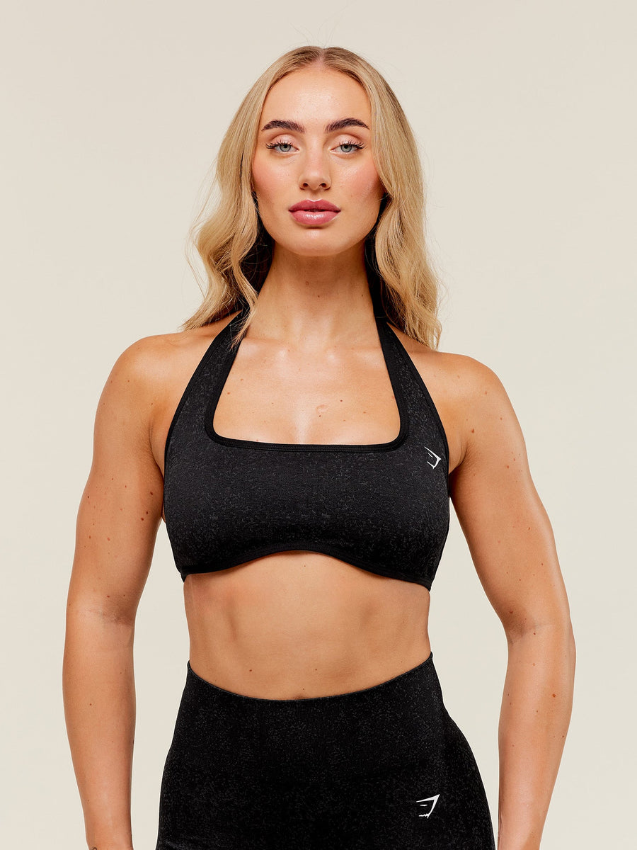Gymshark Adapt Fleck x Whitney Halterneck Sports Bra — Black — 1