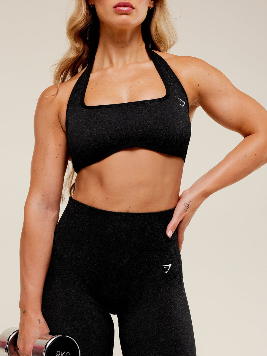 Gymshark Adapt Fleck x Whitney Halterneck Sports Bra — Black — 4