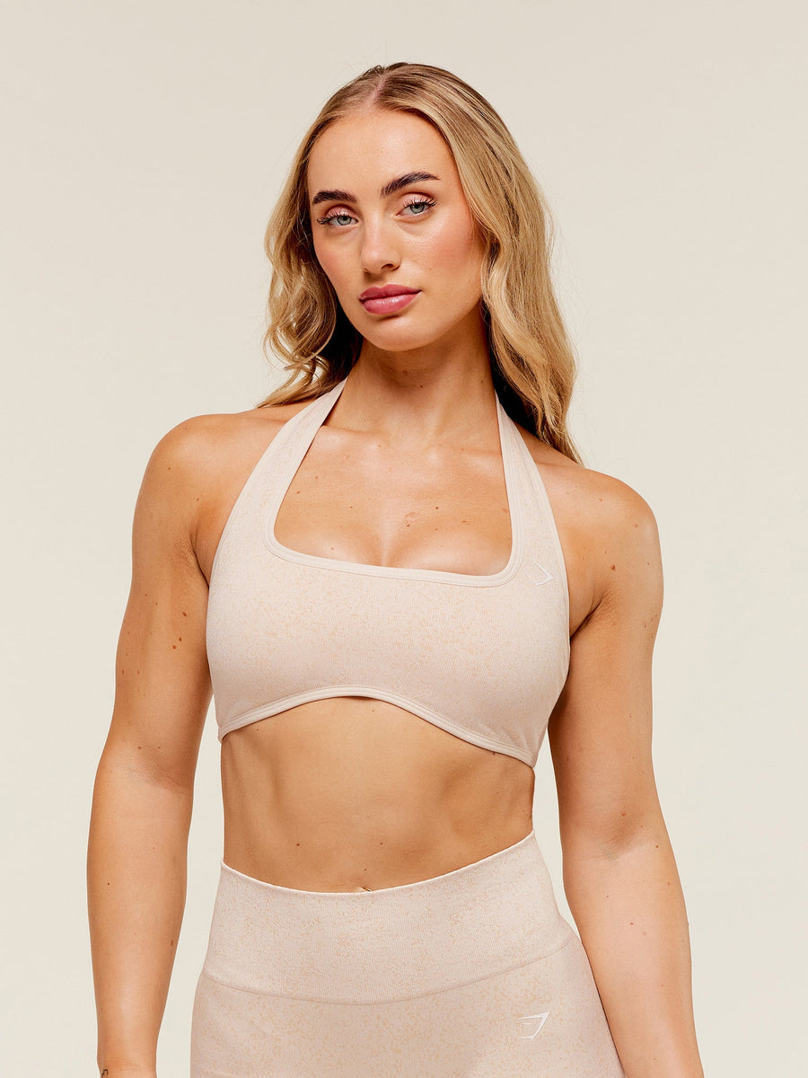 Gymshark Adapt Fleck x Whitney Halterneck Sports Bra — Coconut White — 1