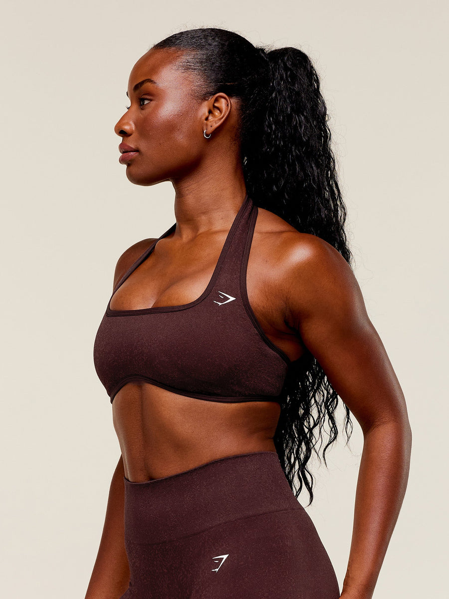 Gymshark Adapt Fleck x Whitney Halterneck Sports Bra — Cherry Purple/Rich Maroon — 4