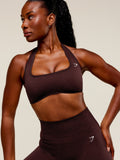 Gymshark Adapt Fleck x Whitney Halterneck Sports Bra — Cherry Purple/Rich Maroon — 6