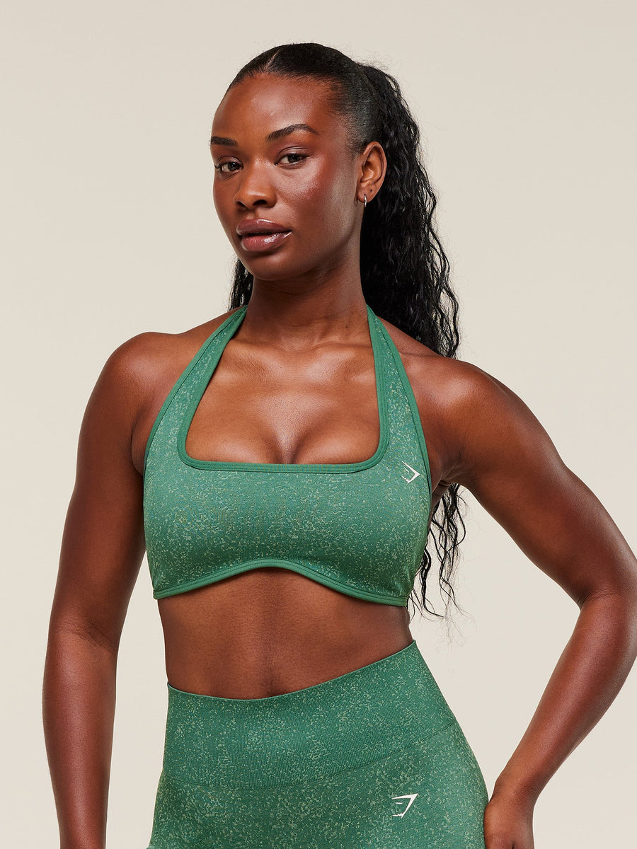 Gymshark Adapt Fleck x Whitney Halterneck Sports Bra — Lift Green/Clay Green — 1