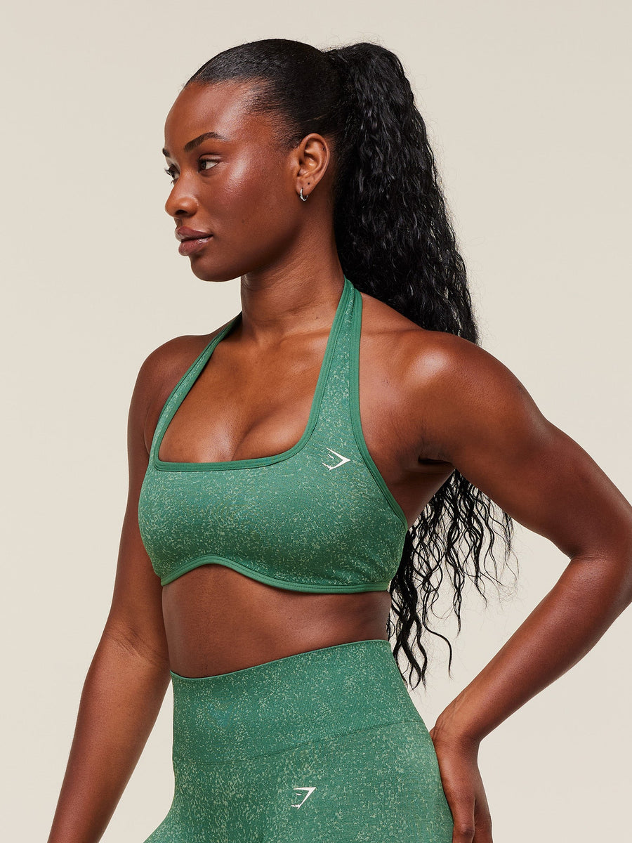Gymshark Adapt Fleck x Whitney Halterneck Sports Bra — Lift Green/Clay Green — 3