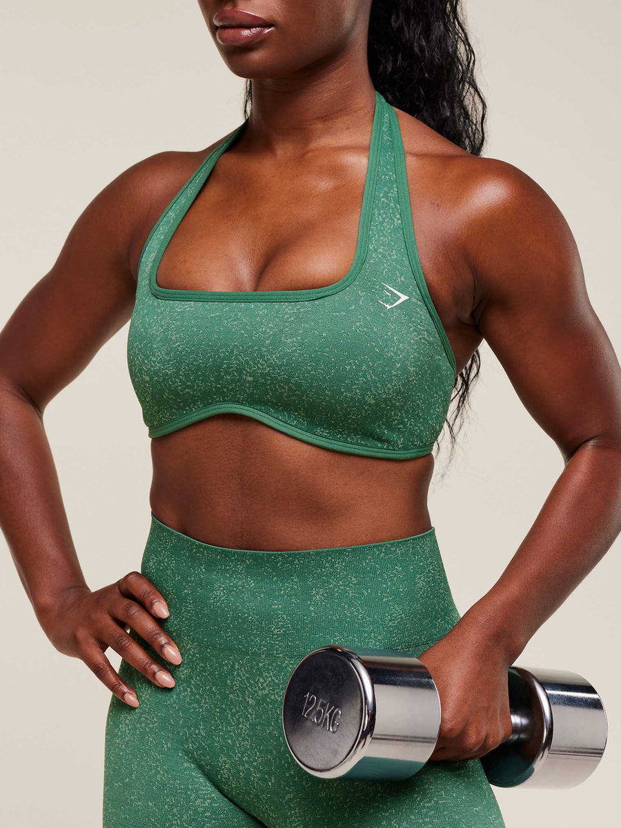 Gymshark Adapt Fleck x Whitney Halterneck Sports Bra — Lift Green/Clay Green — 5