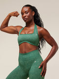 Gymshark Adapt Fleck x Whitney Halterneck Sports Bra — Lift Green/Clay Green — 6
