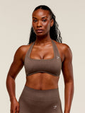 Gymshark Adapt Fleck x Whitney Halterneck Sports Bra — Soft Brown/Chestnut Pink — 1