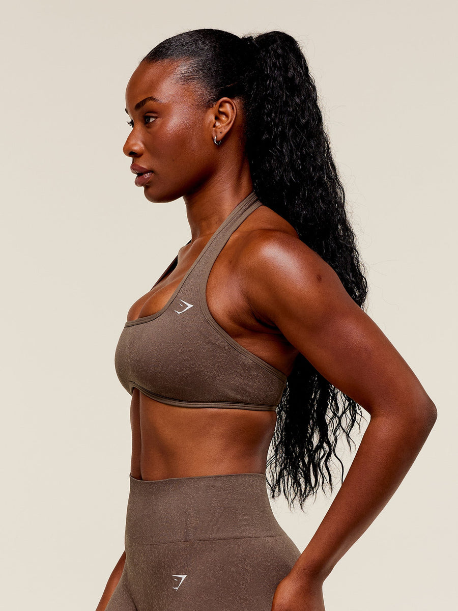 Gymshark Adapt Fleck x Whitney Halterneck Sports Bra — Soft Brown/Chestnut Pink — 3