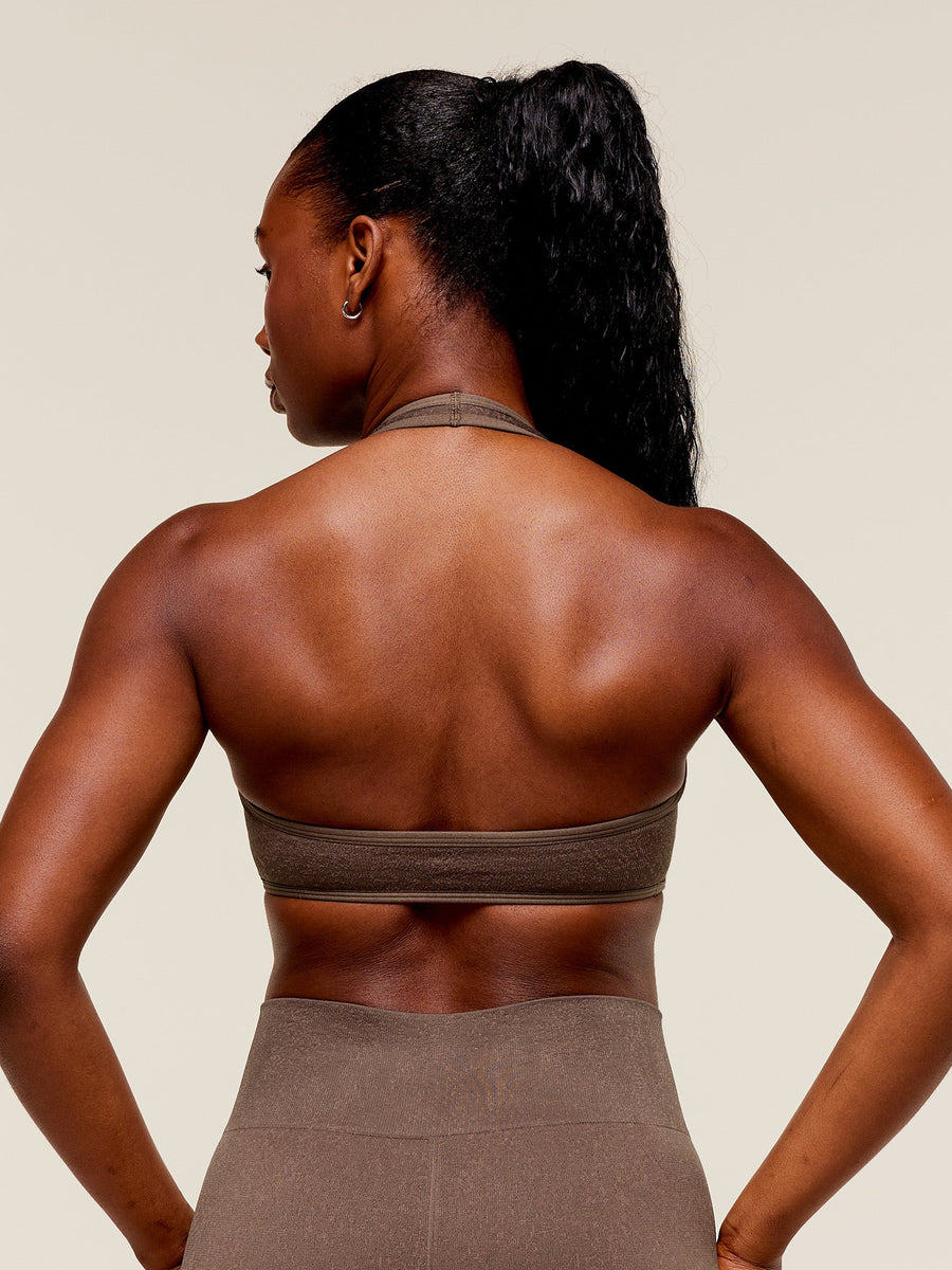 Gymshark Adapt Fleck x Whitney Halterneck Sports Bra — Soft Brown/Chestnut Pink — 2