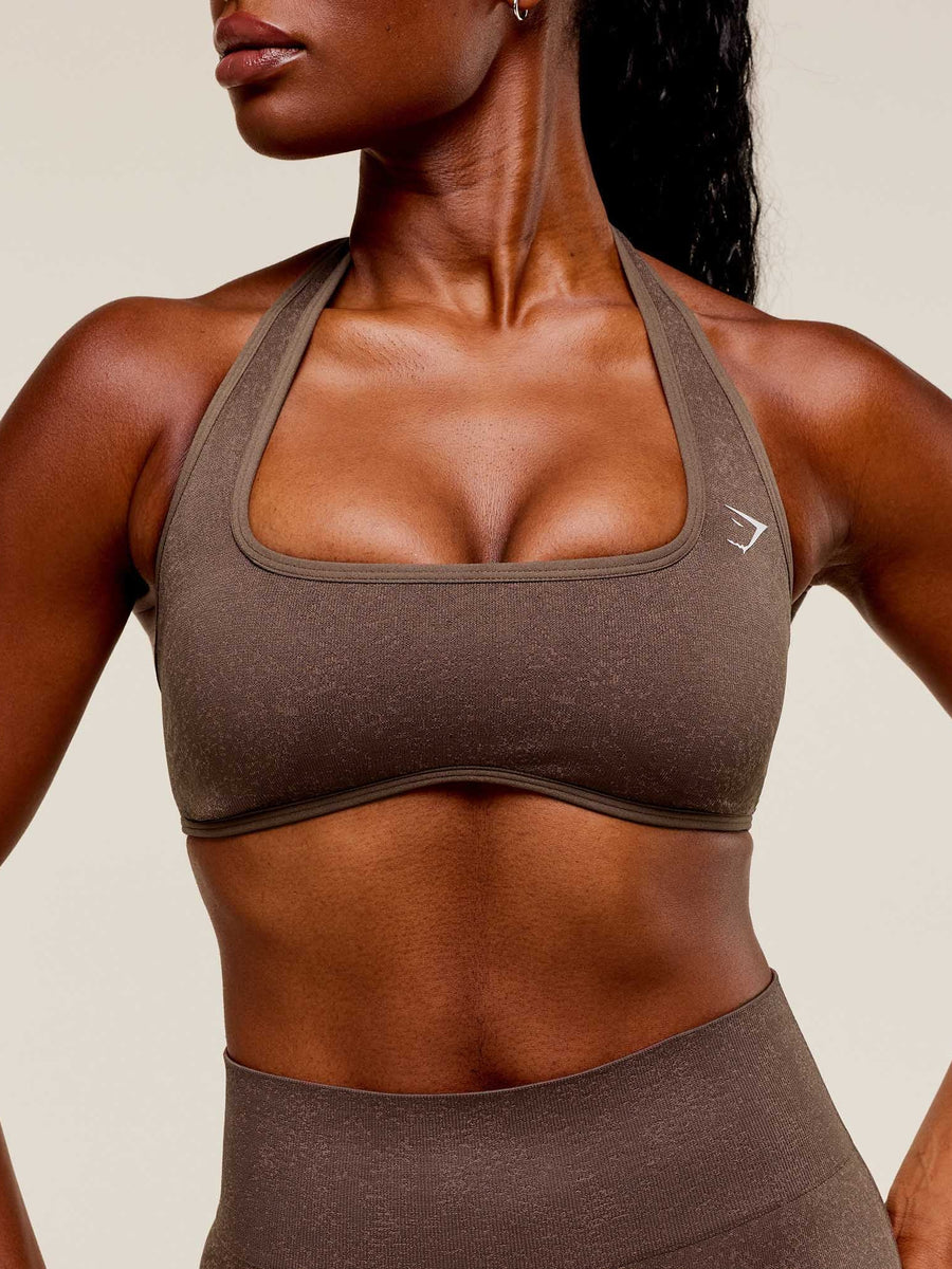 Gymshark Adapt Fleck x Whitney Halterneck Sports Bra — Soft Brown/Chestnut Pink — 5