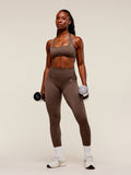 Gymshark Adapt Fleck x Whitney Halterneck Sports Bra — Soft Brown/Chestnut Pink — 6