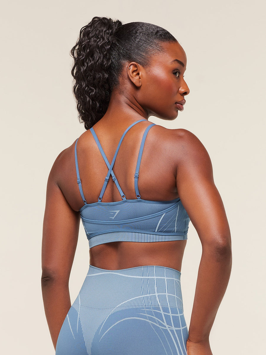 Gymshark Apex Seamless Strappy Sports Bra — Worn Blue/Gentle Blue — 2