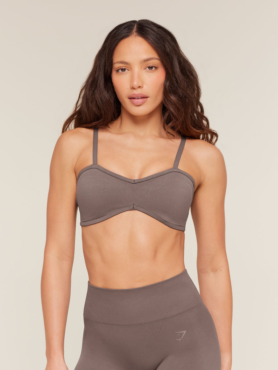 Gymshark Poise Light Support Seamless Sports Bra — Cool Brown — 1