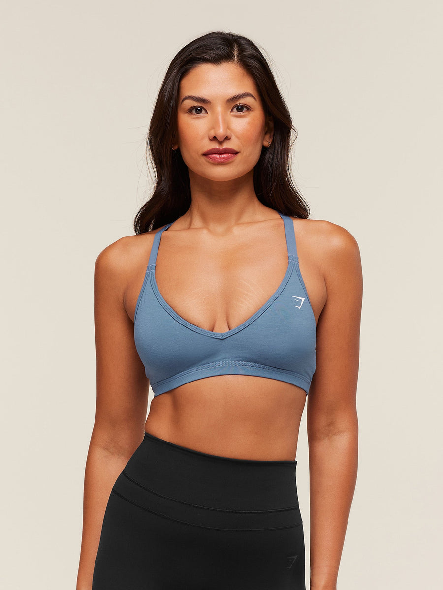 Gymshark Cotton Blend Racerback Sports Bra — Worn Blue — 1