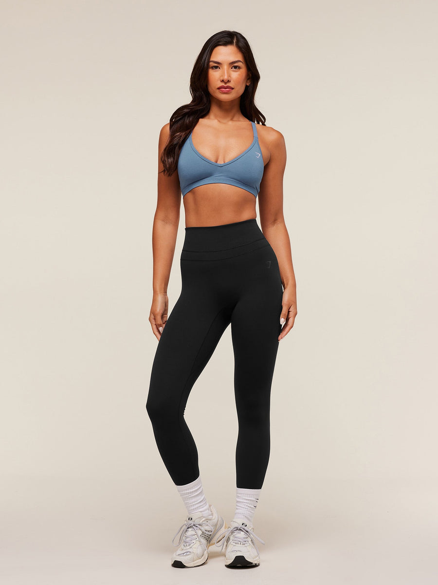 Gymshark Cotton Blend Racerback Sports Bra — Worn Blue — 6