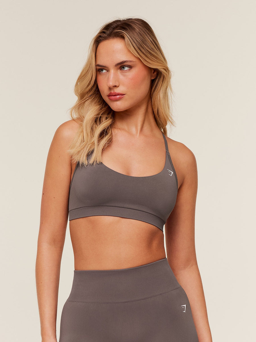 Gymshark Everyday Seamless Racerback Sports Bra — Cool Brown — 1