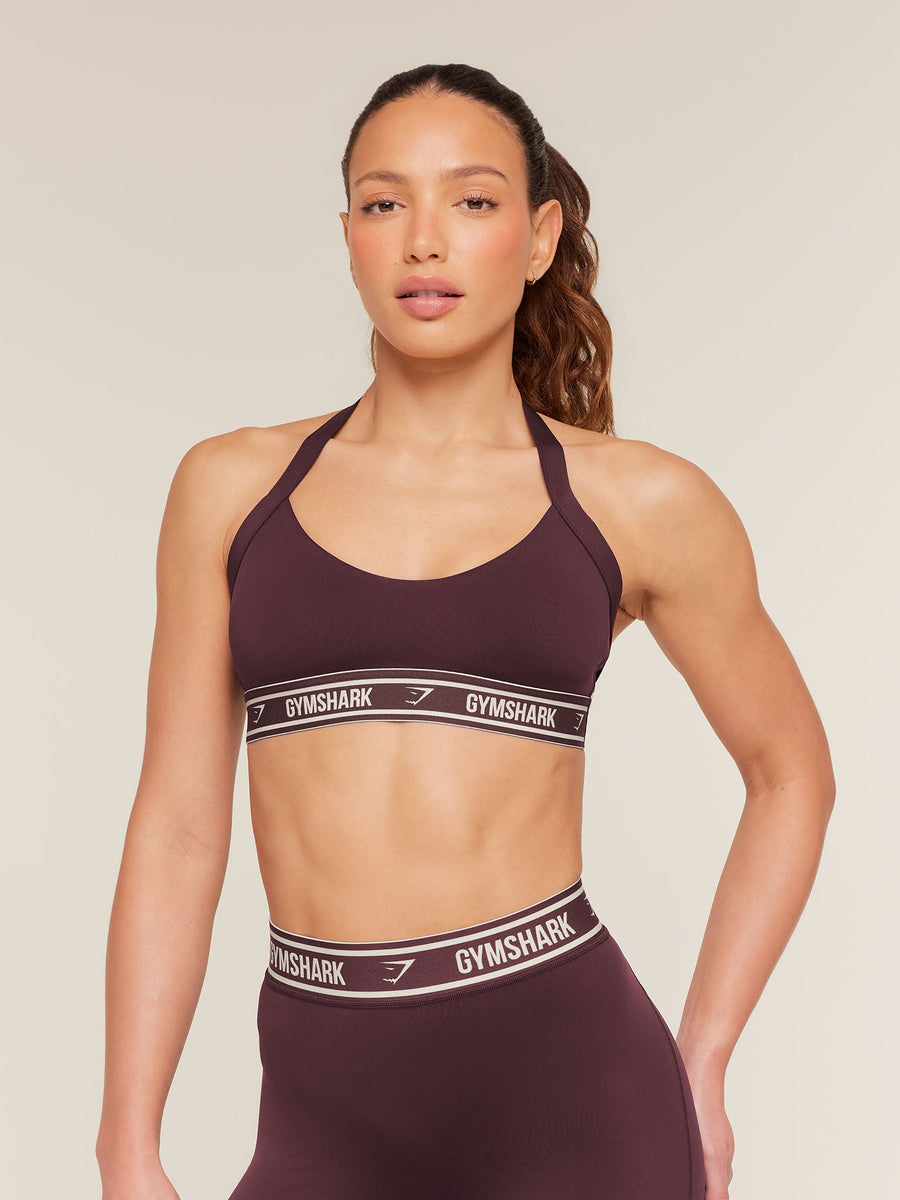 Gymshark Light Support Halter Neck Logo Sports Bra — Cherry Purple — 1