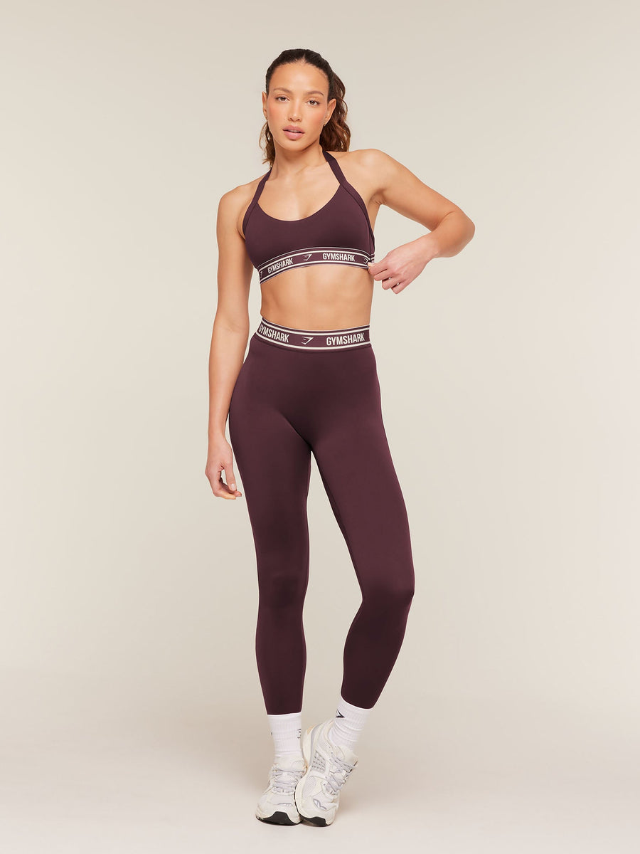 Gymshark Light Support Halter Neck Logo Sports Bra — Cherry Purple — 4