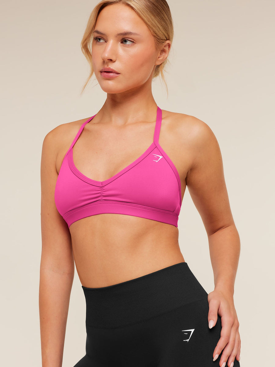 Gymshark Light Support Minimal Halterneck Bra — Super-Set Pink — 6