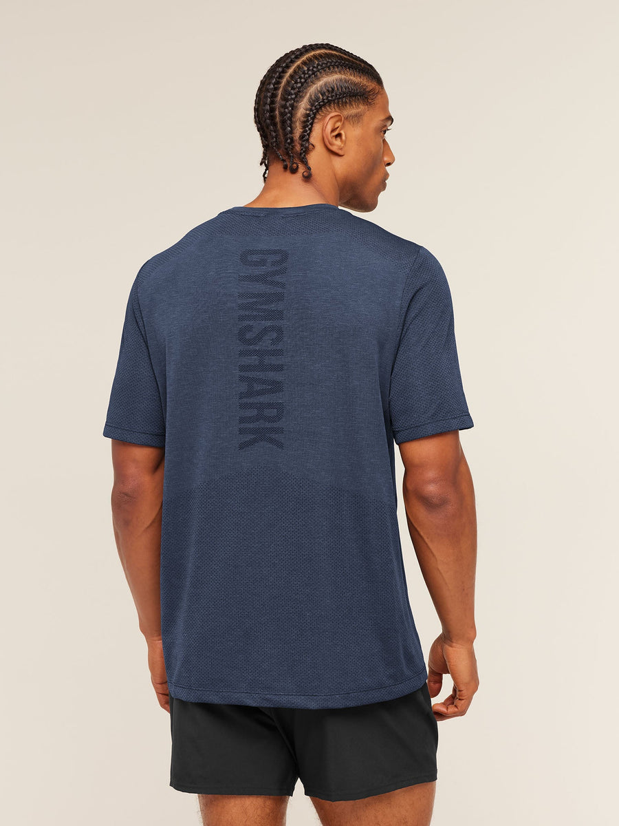 Gymshark Lightweight Seamless T-Shirt — Heavy Blue/Marl — 4