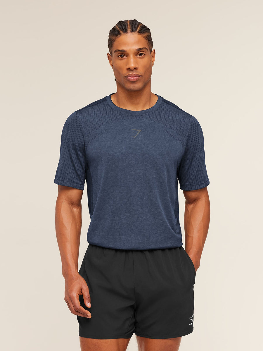 Gymshark Lightweight Seamless T-Shirt — Heavy Blue/Marl — 1
