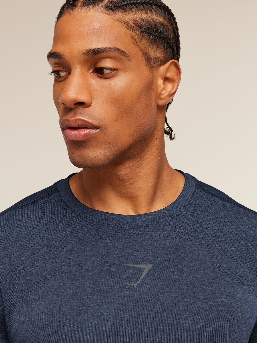 Gymshark Lightweight Seamless T-Shirt — Heavy Blue/Marl — 6