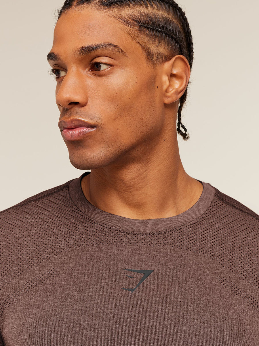 Gymshark Lightweight Seamless T-Shirt — Soft Brown/Marl — 6
