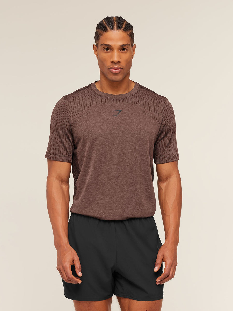 Gymshark Lightweight Seamless T-Shirt — Soft Brown/Marl — 1