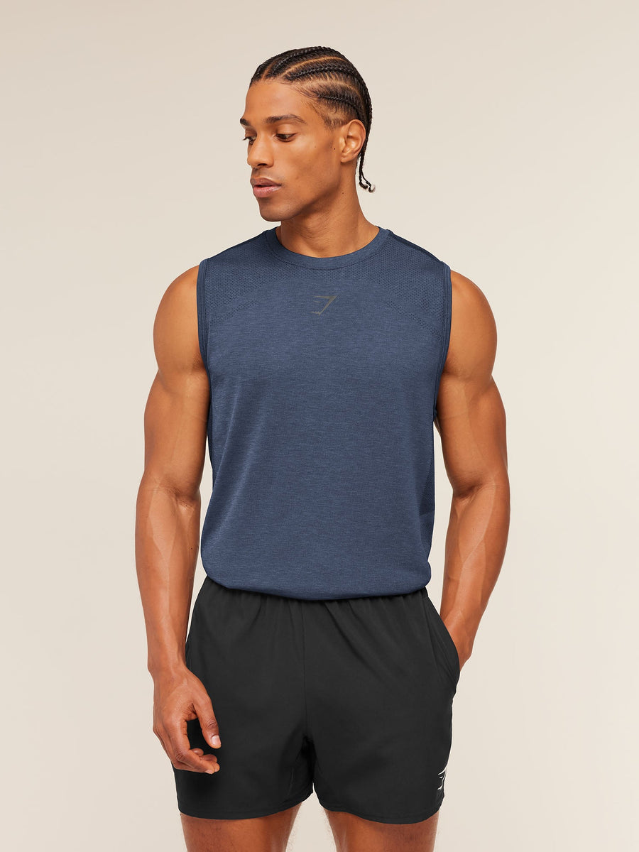 Gymshark Lightweight Seamless Tank — Heavy Blue/Marl — 1