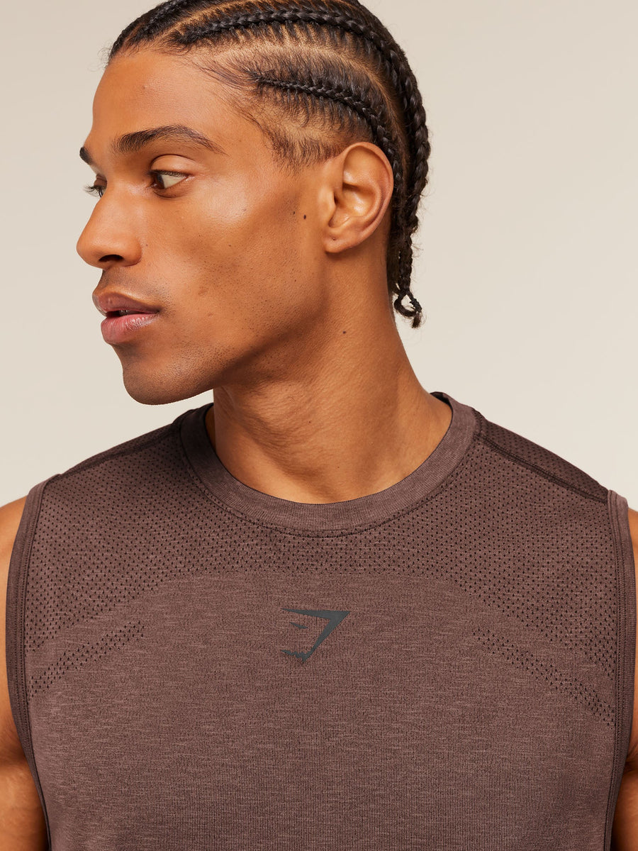 Gymshark Lightweight Seamless Tank — Soft Brown/Marl — 6