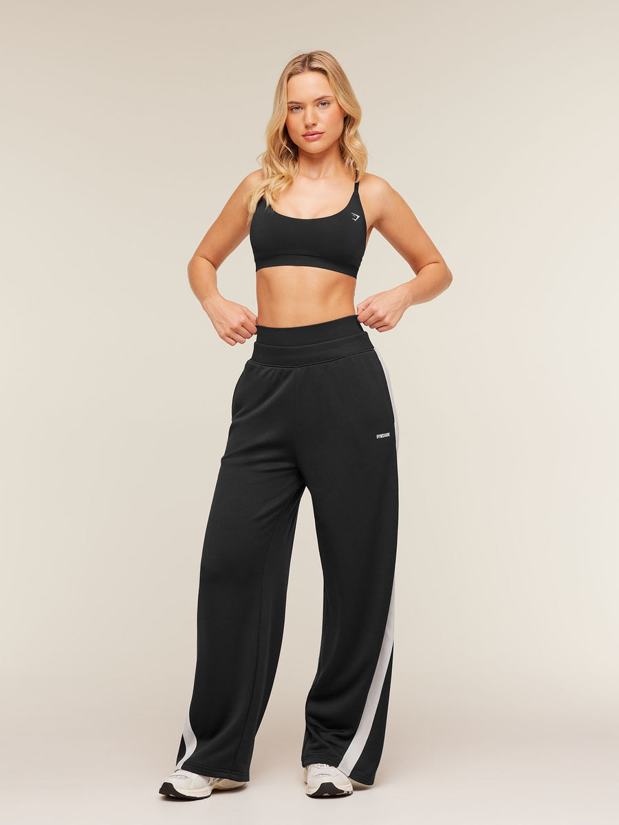Gymshark Lightweight Tricot Wide Leg Pants — Black/Tinted White — 3