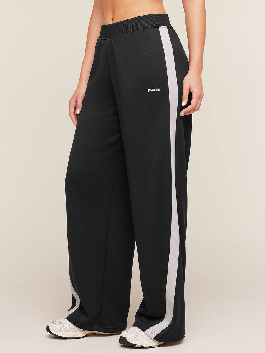 Gymshark Lightweight Tricot Wide Leg Pants — Black/Tinted White — 1