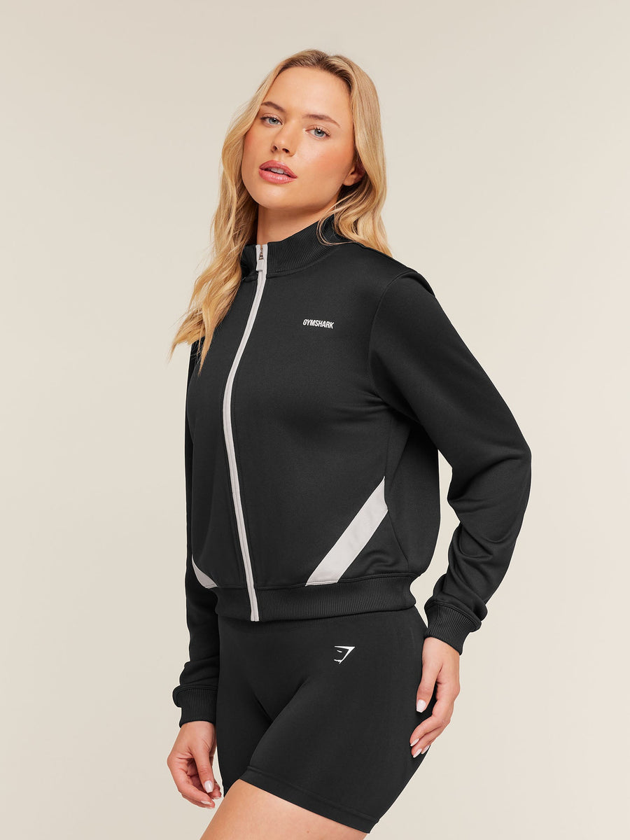 Gymshark Lightweight Tricot Zip Through Jacket — Black/Tinted White — 3