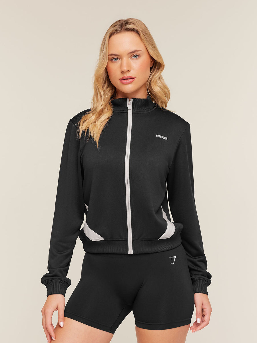 Gymshark Lightweight Tricot Zip Through Jacket — Black/Tinted White — 1