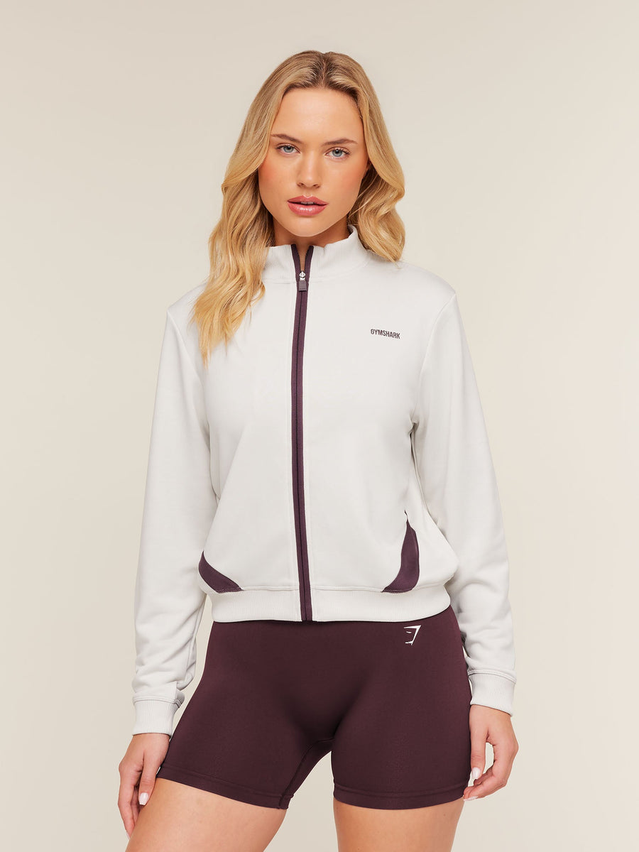 Gymshark Lightweight Tricot Zip Through Jacket — Tinted White/Cherry Purple — 1
