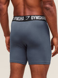 Gymshark Long Boxer Brief 3PK — Denim Grey/Titanium Blue/Black — 6