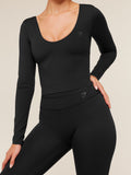 Gymshark Crossover Back Flared Leggings — Black — 4