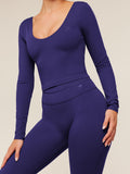 Gymshark Crossover Back Flared Leggings — Indigo Purple — 4