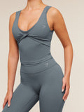 Gymshark Crossover Back Flared Leggings — Iron Blue — 4