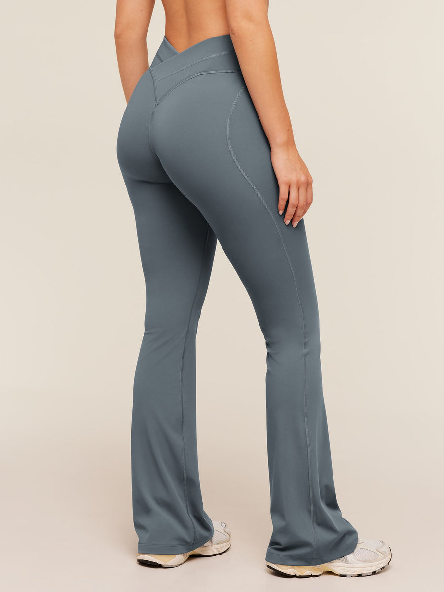 Gymshark Crossover Back Flared Leggings — Iron Blue — 1