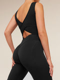 Gymshark Crossover Back Leggings — Black — 4